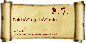 Makláry Tünde névjegykártya