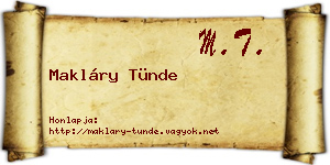 Makláry Tünde névjegykártya